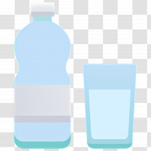 Mineral Water - Blue Water Bottle And Glass For Hydration Illustration Transparent PNG