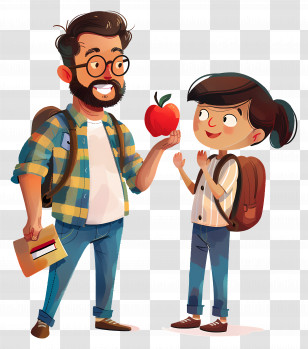 Teacher Appreciation Day - Teacher Giving An Apple To Student Transparent PNG