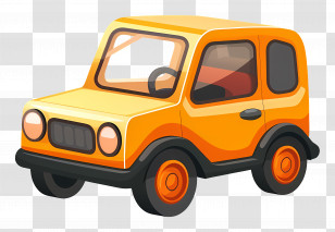 Cartoon Car - Yellow Mini Car Illustration Transparent PNG