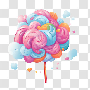 Cotton Candy - Colorful Cotton Candy Stick Transparent PNG