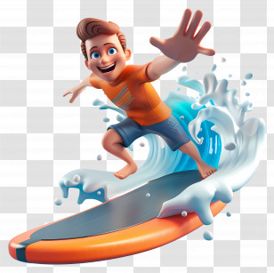 Surfing - Animated Surfer Riding A Wave Transparent PNG