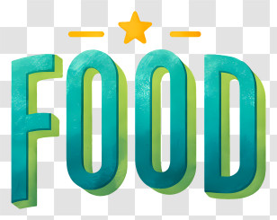 Food Logo - Bold Green 3D FOOD Text Transparent PNG