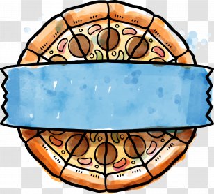Pizza Sfiha Italian Cuisine Mediterranean Delivery - Gorgonzola - Exquisite Watercolor Streamer Tag Transparent PNG