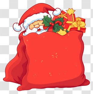 Santa Claus - Santa Claus With Gifts In Red Bag Transparent PNG
