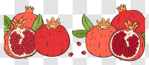Pomegranates - Whole And Halved Pomegranates Transparent PNG