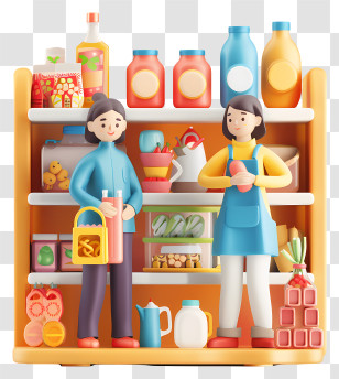 Shelf - Grocery Store With Customers Transparent PNG
