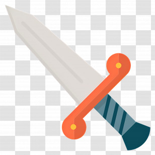 Dagger - Cartoon Illustration Of A Sword With Orange Hilt Transparent PNG