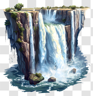 Victoria Falls - Cascading Waterfall On Rocky Cliff Transparent PNG