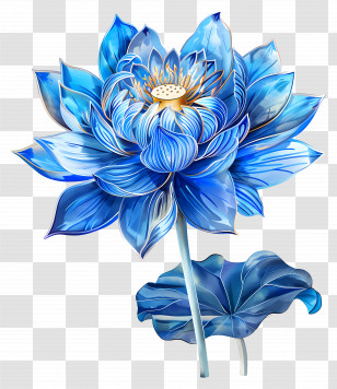 Blue Lotus Flower - Beautiful Blue Lotus Flower Illustration Transparent PNG