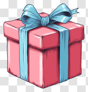 Gift Box - Red Gift Box With Blue Ribbon For Celebration Transparent PNG