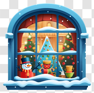 Christmas Window - Christmas Window With Decorations Transparent PNG