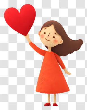 Girl Giving Heart - Girl Holding A Heart Transparent PNG