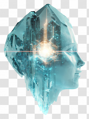Ai Mind - Futuristic Crystal Head With Light Transparent PNG