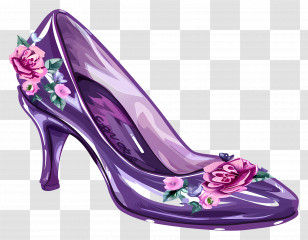 Stiletto Shoe - Purple High Heel With Floral Accents Transparent PNG