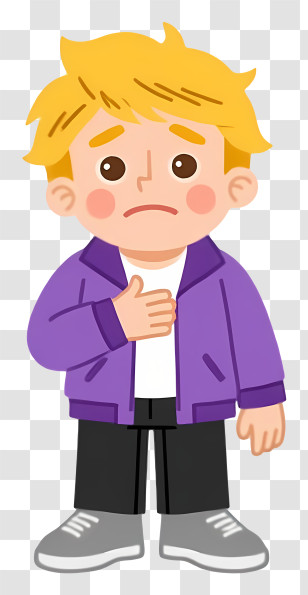 Nervous Boy - Child In Purple Jacket With Thoughtful Expression Transparent PNG