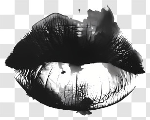 Black Kiss - Artistic Black Lips Illustration Transparent PNG