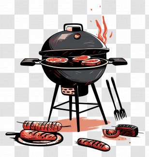 Barbecue - Barbecue Grill With Meat Transparent PNG