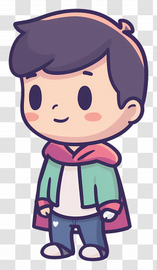 Hero - Cute Cartoon Boy In Hoodie Transparent PNG