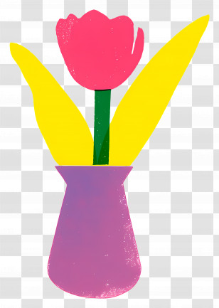 Tulip In Vase - Flower In Vase Illustration Transparent PNG