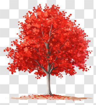 Maple Tree - Beautiful Red-Leaved Autumn Tree Transparent PNG