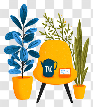 Tax - Cozy Chair With Plants And Tax Mug Transparent PNG