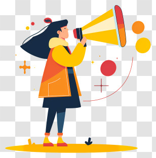 Woman With Loudspeaker - Woman Making Announcement With Megaphone Transparent PNG