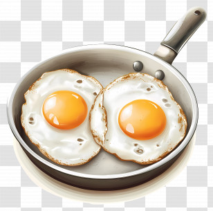 Fried Eggs - Fried Eggs In Cooking Pan Transparent PNG