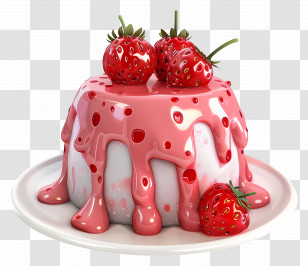 Strawberry Lava Cake - Strawberry Dessert With Dripping Glaze Transparent PNG