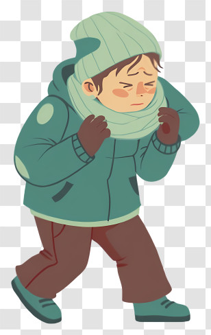 Freezing Boy - Cold Person In Winter Clothes Transparent PNG