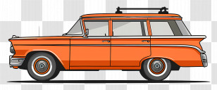 Cartoon Car - Orange Vintage Wagon Illustration Transparent PNG