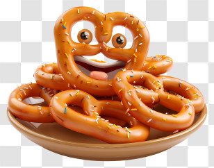 3d Cartoon Food - Cartoon Illustration Of Pretzels With Sprinkles Transparent PNG