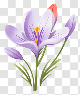 Flower - Beautiful Purple Crocus Flower Illustration Transparent PNG