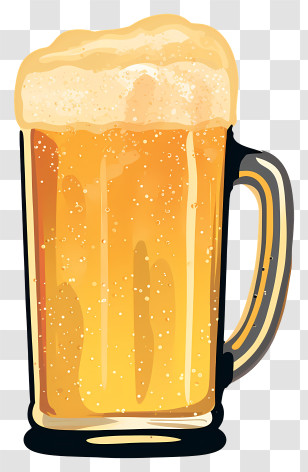 Beer - Foamy Beer In A Glass Mug Transparent PNG