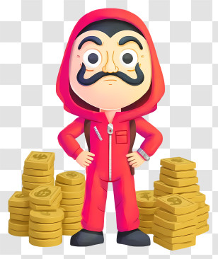 Cartoon Heist - Heist Character With Stacks Of Cash Transparent PNG