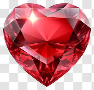 Valentine Heart Diamond Emoji - Shiny Red Crystal Heart Transparent PNG