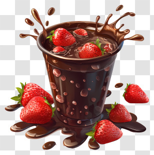 Chocolate Milk - Chocolate Cup With Strawberries Transparent PNG