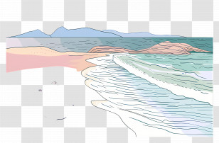 Ocean Landscape - Minimalist Beach Scene Illustration Transparent PNG