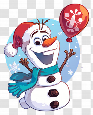 Frozen Olaf - Cheerful Snowman Holding Balloon And Wearing Scarf Transparent PNG