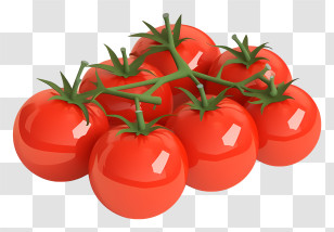 Tomatoes - Glossy Cherry Tomatoes On Vine Transparent PNG
