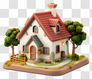 Real Estate House - Miniature Country Cottage Model Transparent PNG