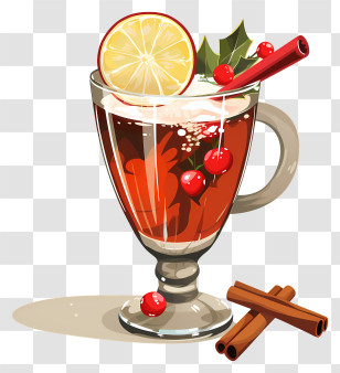 Hand Drawn Christmas Cocktail - Glass Of Spiced Holiday Drink Transparent PNG
