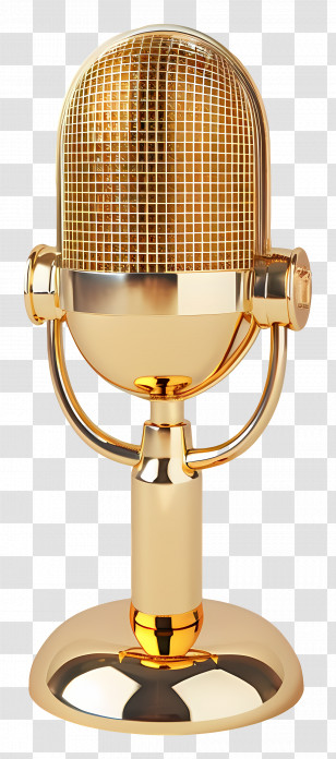 Gold Microphone - Golden Vintage Microphone Illustration Transparent PNG
