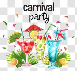 Brazilian Carnival - Bright Carnival Party Cocktails Illustration Transparent PNG