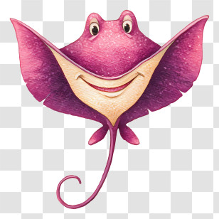 Cute Stingray - Smiling Cartoon Stingray Transparent PNG