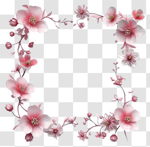 Pink Flower - Spring Floral Frame With Pink Flowers Transparent PNG
