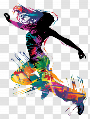 Colorful Dancer Silhouette - Colorful Dancing Woman Illustration Transparent PNG