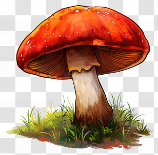 Mushroom - Vibrant Red Mushroom Illustration Transparent PNG