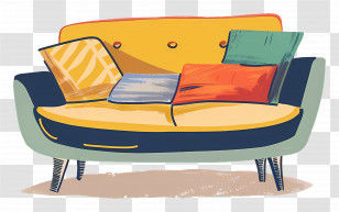 Colorful Sofa With Pillows - Colorful Sofa Design With Pillows Transparent PNG