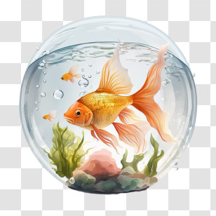 Gold Fish
 - Illustration Of A Goldfish In A Bowl Transparent PNG