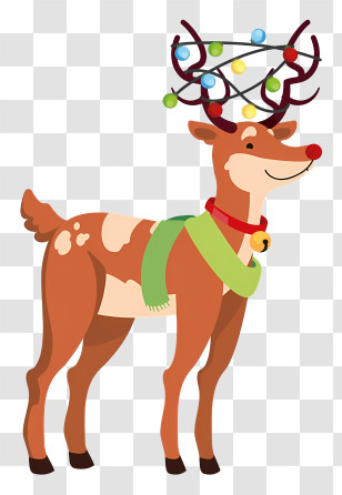 Christmas Reindeer - Christmas Reindeer With Decorated Antlers Transparent PNG